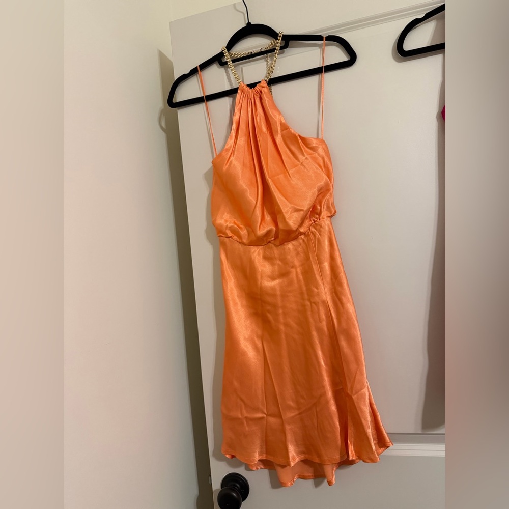 Astr Vibrant Orange Halter Dress